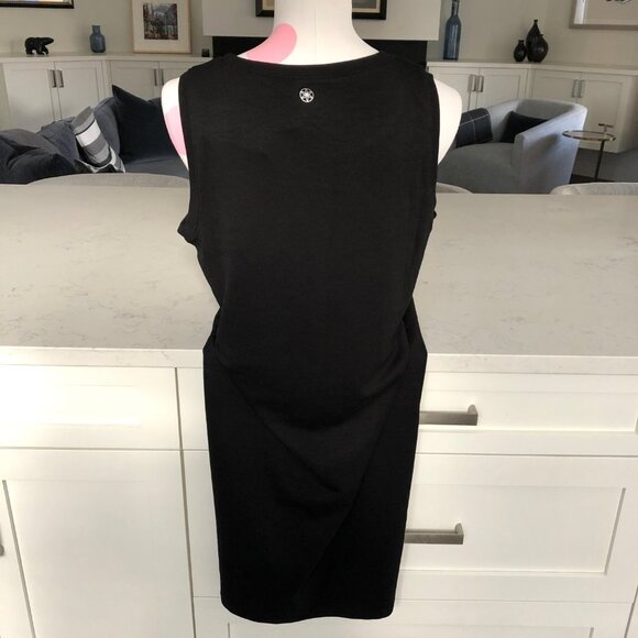 GAIAM Casual Activewear Rayon Poly Slvless Scoop Neck Midi Dress Black Sz L NWT - Picture 6 of 11